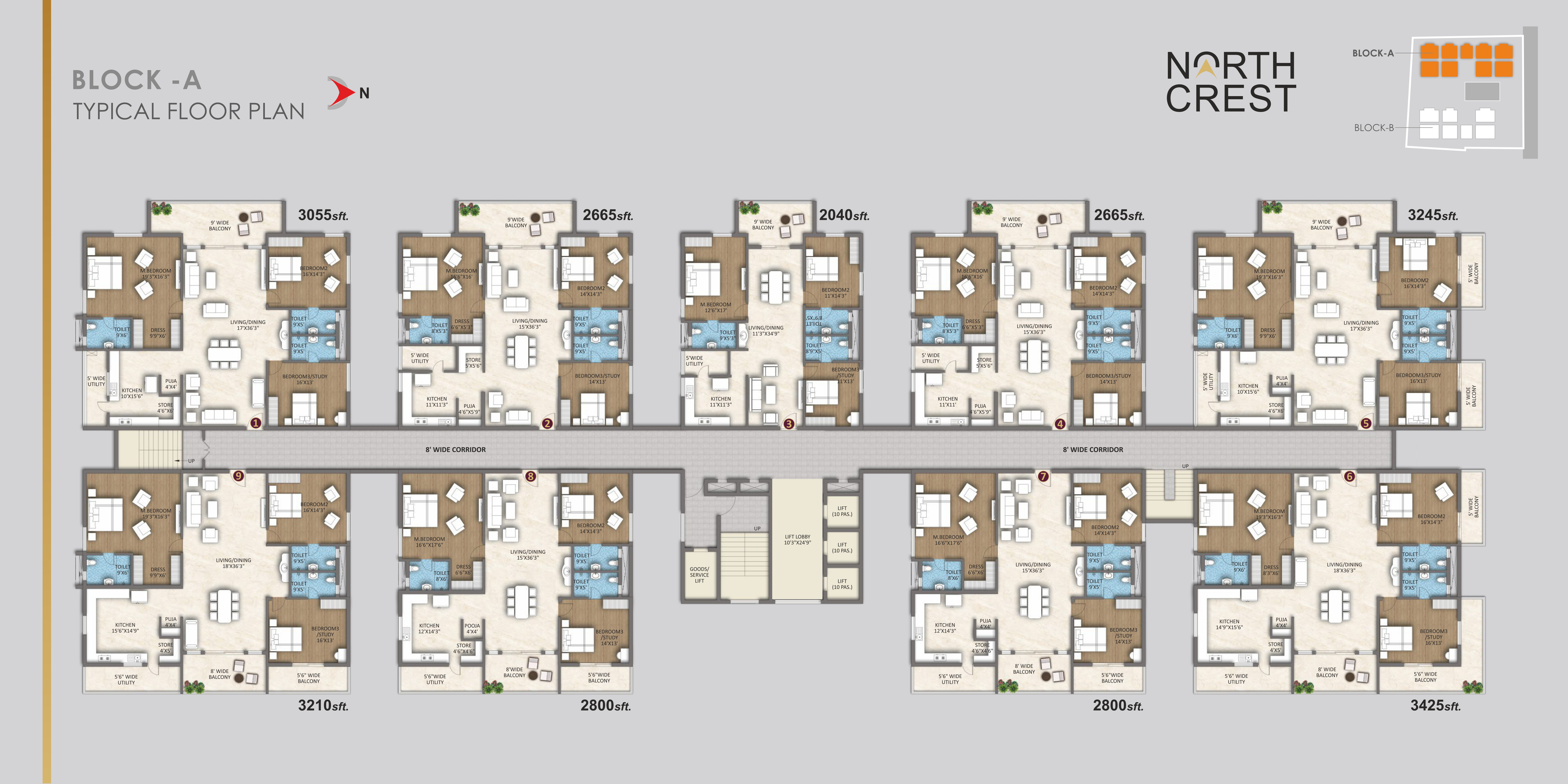 Block - A Typical Floor Plan